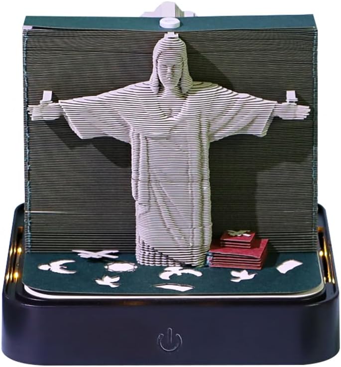 3D Memo Pad, 3D Calendar 2027, Time Piece Calendar, Tear-Off Calendars 2027, 3D Paper Carving Art Memo Pad, Art Carving Sticky Notes for Office Home Gifts Ornaments (Jesus) by JCSY