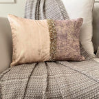 The HomeCentric Pack of 2 Decorative Oblong Pillow Cover Ivory & Gold, 12"x26" (30x65 cm) Velvet Gold Foil, Sequins Embroidered, Handmade Cushion Covers for Sofa, Couch, Abstract - Shimmering Erosion - Image 4
