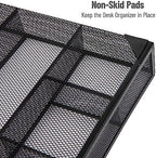 Mind Reader 6-Compartment Drawer Organizer, Metal Mesh Desk Organizer for Office, Kitchen, Utensils, Supplies, Set of 2, Black - Image 4