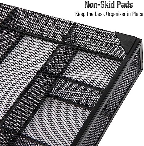 Mind Reader 6-Compartment Drawer Organizer, Metal Mesh Desk Organizer for Office, Kitchen, Utensils, Supplies, Set of 2, Black - Image 4