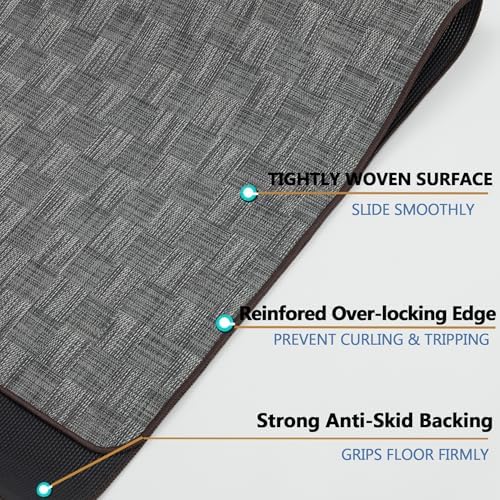 Chair Mat for Hardwood & Tile Floor, 47" x 60" Heavy Duty Office Chair Mat for Rolling Chairs, Anti Slip, Non-Curve, Floor Protector for Home Office, Charcoal Grid - Image 3