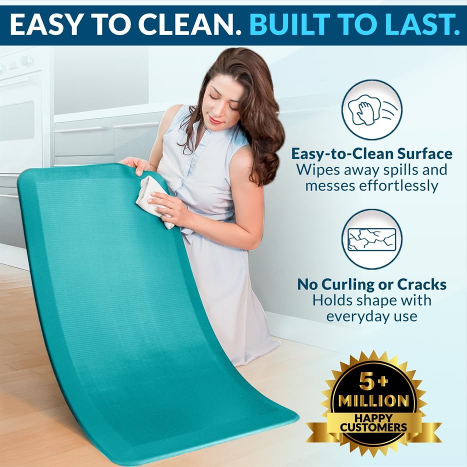 ComfiLife Anti Fatigue Floor Mat – 3/4 Inch Thick Perfect Kitchen Mat, Standing Desk Mat – Comfort at Home, Office, Garage – Durable – Stain Resistant – Non-Slip Bottom (20" x 32", Teal) - Image 5