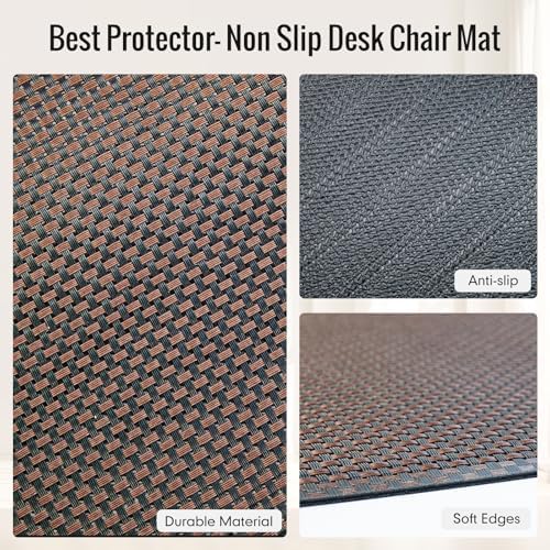 Office Chair Mat for Hard Floors,48"x55" Anti-Slip Waterproof Hardwood Floor Chair Mat,Heavy Duty Floor Protector Rolling Chairs for Home Office(Coffee) - Image 3