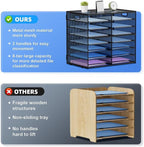 Lavatino 14 Compartments Paper Organizer for Desk, Mesh Literature Organizer, Mail File Sorter Tray with Handle, Desktop Mailbox for Office Classroom Home, Black - Image 2
