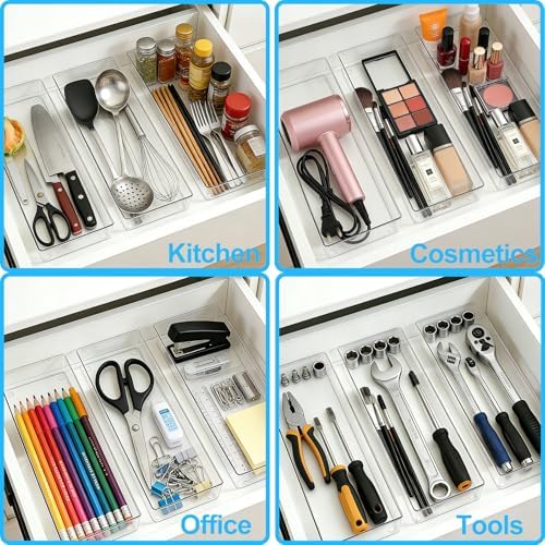 Manalete 31 Pcs Clear Plastic Drawer Organizer, Makeup & Vanity Organizer - Image 6