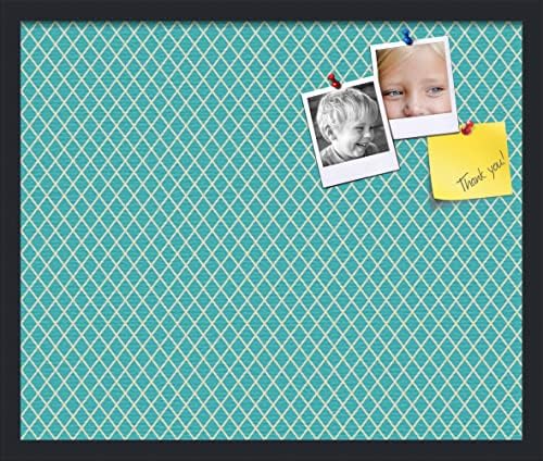 PinPix 24x20 inch Cork Bulletin Board. This Decorative Framed Pin Board Comes with Diamond Pattern in Neon Blue Design and Satin Black. Ideal for Home, Office Decor or School (PinPix-350) by PinPixBulletinBoards