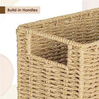 AELS Woven Natural Fibre Magazine Holder, Magazine Rack Floor, Hand-woven Magazine Organizer, Natural Paper Rope Magazine Basket with Handles, Boho Modern Farmhouse Book Basket, Newspaper Holder - Image 6