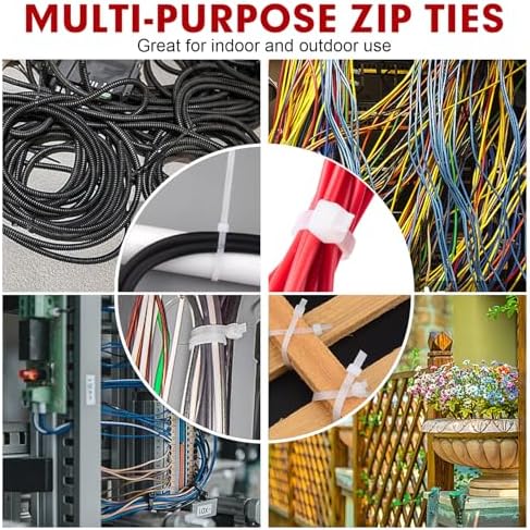 Zip Ties, RAZCC 1200pcs Cable Zip Ties 12 Inch, Heavy Duty White Plastic Wire Ties with 70lb Tensile Strength, Self-Locking Nylon Cable Ties, Wire Management for Indoor and Outdoor - Image 7