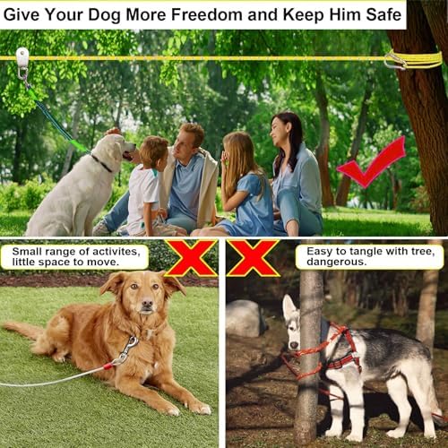 Dog Tie Out Cable for Camping, Dog Trolley System and 4ft Bungee Leash - Image 7