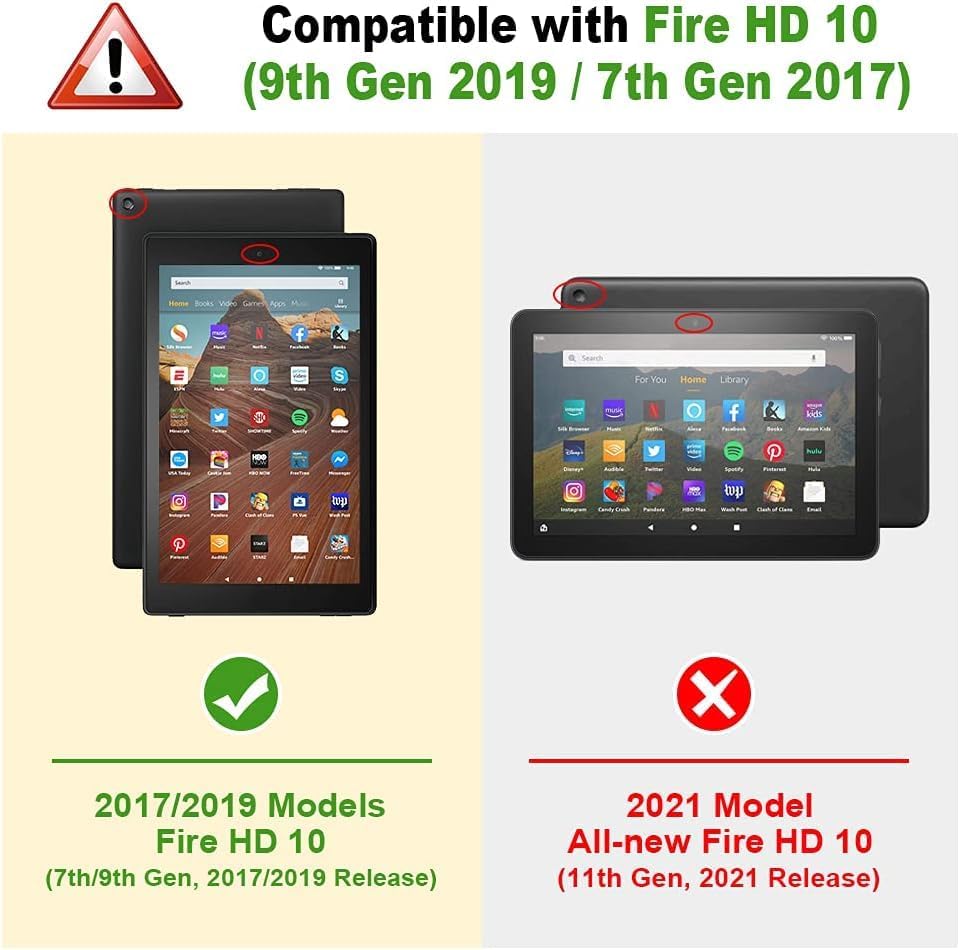 for Kindle Fire HD 10 Case 9th/7th/5th Generation 10.1 Inch (2019/2017/2015), PU Leather Wallet Cover with Pen Holder, Elastic Band & Card Slots for Kindle Fire HD 10 Case - Watercolor - Image 2