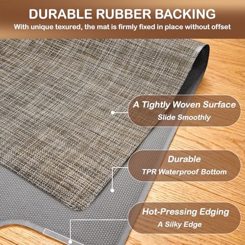 Office Chair Mat for Hardwood Floor, 36" x 48" Non-Slip Office Chair Mat for Rolling Chair, Heavy Duty Textilene Floor Protector for Hardwood Tile, Desk Computer Chair Mat for Home Office,Brown - Image 3