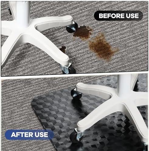 BesWin Office Chair Mat for Carpet, 48" x 60" Large Computer Desk Chair Mat for Low Carpeted Floors, Thick and Sturdy Carpet Protector for Rolling Chairs, Easy Glide Floor Mat for Home, Gaming (Black) - Image 4