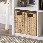 AELS Woven Natural Fibre Magazine Holder, Magazine Rack Floor, Hand-woven Magazine Organizer, Natural Paper Rope Magazine Basket with Handles, Boho Modern Farmhouse Book Basket, Newspaper Holder - Image 4