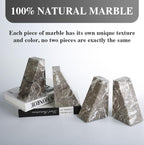 Koville Marble Bookends for Shelves, Large Bookends for Heavy Books, Natural Stone Book Stopper for Books CD Movies, Aesthetic Decorative Book Ends, Bookshelf Table Home Decor(Grey) - Image 4