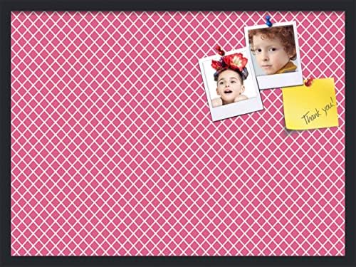 PinPix 30x22 inch Cork Bulletin Board. This Decorative Framed Pin Board Comes with Diamond Pattern in Hot Pink Design and Satin Black. Ideal for Home, Office Decor or School (PinPix-302) by PinPixBulletinBoards