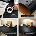 Large Black Desk Pad Waterproof PU Leather Mouse Mat for Desk 15.5"×41" - Image 4
