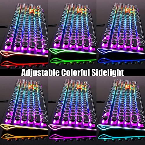 RK ROYAL KLUDGE S108 Typewriter Style Mechanical Gaming Keyboard with RGB Backlit, Wired PC Game Keyboard Full Size with Detachable Wrist Rest and Number Pad, Retro Round Keycaps, Red Switches Black - Image 7