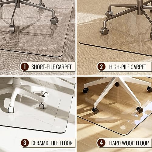 EASLY 36"X46" Chair Mat for Carpet-Office Chair Mat Tempered Glass for Home - Image 3