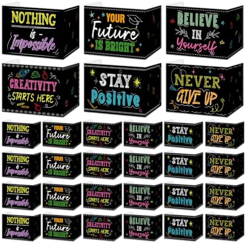 24 PCS Bulk Privacy Shields for Student Desk Blackboard Testing Dividers Motivational Words Desk Privacy Shield Study Boards Panel Partition Folder for Back to School Classroom Teacher Supplies by ClassyWhimsy