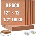 SUNGIFT Cork Board Tiles 12"x12" - 1/2 Inch Thick, 9 Pack by SUNGIFT