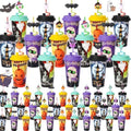 48 Pack Halloween Party Decorations Cups with Lids and Silly Straws Bulk by FZR+Legend