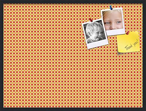 PinPix 40x30 inch Cork Bulletin Board. This Decorative Framed Pin Board Comes with Diamond Pattern in Red and Orange Design and Satin Black. Ideal for Home, Office Decor or School (PinPix-331) by PinPixBulletinBoards