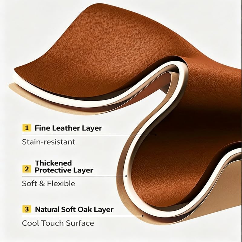 Leather Desk Mat, Desktop Protector, Orange, 19.5"×35.5" - Image 5