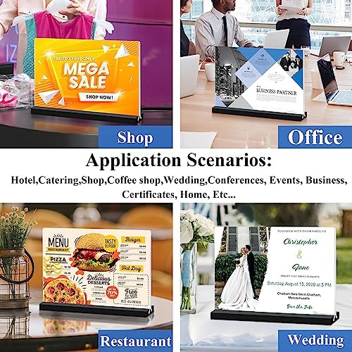 Acrylic Sign Holder 11x8.5 '' Horizontal T-Shaped Clear Double-Sided Table Menu Stands Plastic Picture Frames Display Desktop Display Holders for Wedding Table,Restaurant Signs,Office, Store,6 Pack - Image 5