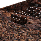 KINGWILLOW Rectangular Woven Storage Basket, Brown With Inside Handles - Image 3