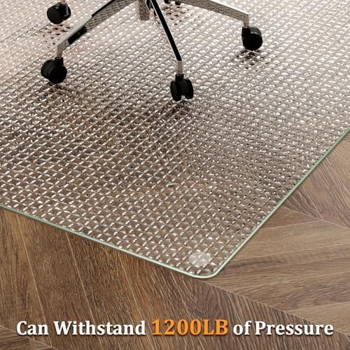 GLSLAND 36"x46" Tempered Glass Chair Mat – Checkered Patterned - Image 3