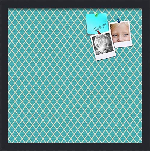 PinPix 16x16 inch Cork Bulletin Board. This Decorative Framed Pin Board Comes with Diamond Pattern in Neon Blue Design and Satin Black. Ideal for Home, Office Decor or School (PinPix-350) by PinPixBulletinBoards
