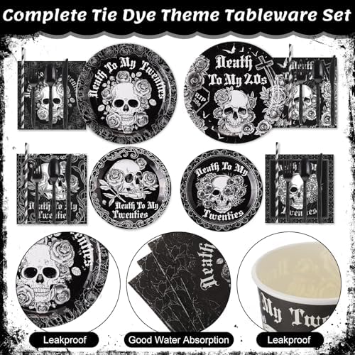 450 Pcs Tableware Set, Serve 50, Black and White, Death to My 20S - Image 3