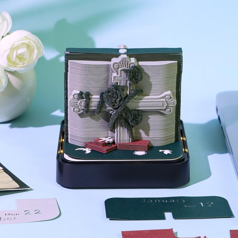 3D Memo Pad, 3D Calendar 2027, Time Piece Calendar, Tear-Off Calendars 2027, 3D Paper Carving Art Memo Pad, Art Carving Sticky Notes for Office Home Gifts Ornaments (Jesus) - Image 3