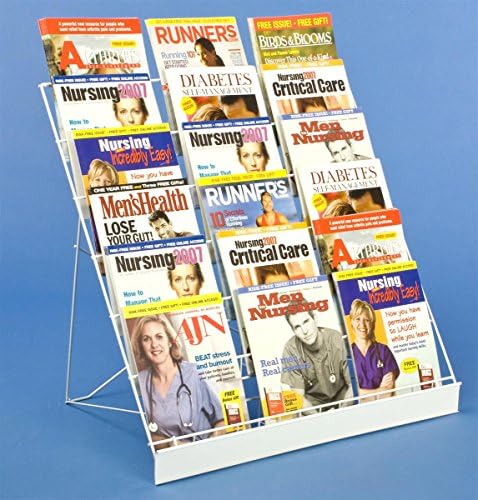 Displays2go 6-Tier Wire Countertop Literature Rack, White - Image 2
