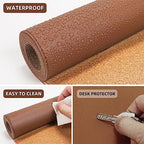 AFIING Cork Desk Mat 55" x 17", Dual-Sided Natural Cork & PU Leather Desk Pad, Non-Slip Waterproof Large Mouse Pad for Office, Home & Gaming (Brown) - Image 3