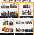 INCLY 4 Pack Upgrade Pegboard Baskets, 4 Sizes Square Metal Mesh Basket - Image 7