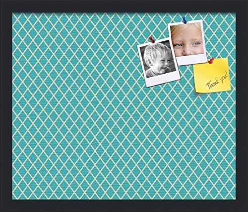 PinPix 18x15 inch Cork Bulletin Board. This Decorative Framed Pin Board Comes with Diamond Pattern in Neon Blue Design and Satin Black. Ideal for Home, Office Decor or School (PinPix-350) by PinPixBulletinBoards