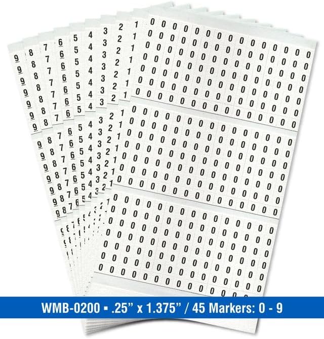 Premium Wire Marker Book Numbered 0-9 for Cable Management, Vinyl-Coated, High-Tack Adhesive, Electric Panel Wire Labels 10 Pages/Book - Image 2