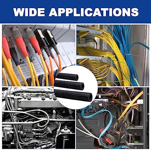 Split-Sleeve Wire Loom for High-Temperature Automotive Harness and Home Cable Management, 25ft - 3/8 inch Braided Cable Management Sleeve Cord Protector, Self-Wrapping Split Wire Loom - Image 7