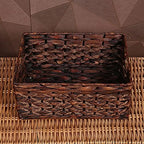 KINGWILLOW Rectangular Woven Storage Basket, Brown With Inside Handles - Image 5