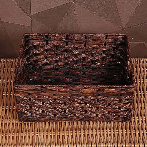 KINGWILLOW Rectangular Woven Storage Basket, Brown With Inside Handles - Image 5