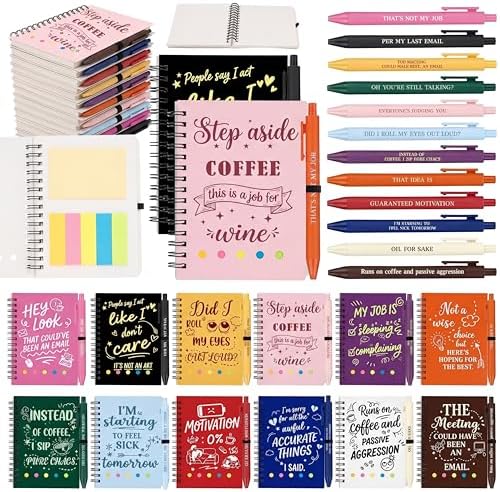 Sprial Notebooks with Pens Bulk, 48 Pack, 5.5 x 4.7 Inch Sarcastic by Culudea