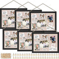 Teling 6 Pack Wood Bulletin Boards with Linen 12''x 16'' Cork Board for Walls with 60 Pushpin Decorative Wood Framed Display for Classroom School Office Bedroom (Black) by Teling