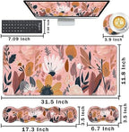 Keyboard Wrist Rest and Mouse Pad with Wrist Support Set Ergonomic Coaster,Memory Foam,Easy Typing Pain Relief,Large XL Desk Mat 31.5"x 11.8",Pink Floral - Image 2