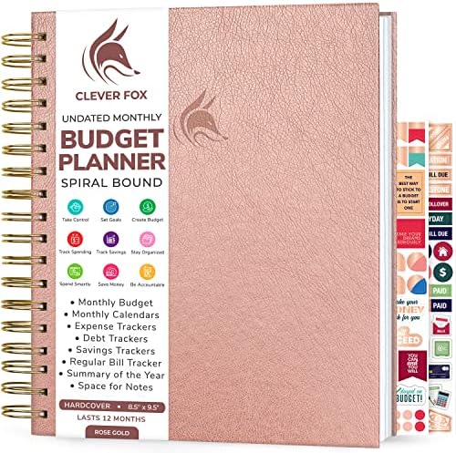 Clever Fox Budget Planner Spiral, Monthly Bill Organizer Book, Rose Gold by CleverFox
