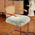 LLB Sheepskin Chair Cushion Non-Slip Back Square Genuine Fur Chair Cover Silky Natural Wool Seat Cushion Pad Soft Area Rugs Carpet for Home Office Restaurant Chair 18x18 Inch (Pack of 1), Milky Mint - Image 2