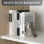 Koville Marble Bookends for Shelves, Large Bookends for Heavy Books, Natural Stone Book Stopper for Books CD Movies, Aesthetic Decorative Book Ends, Bookshelf Table Home Decor(Grey) - Image 6